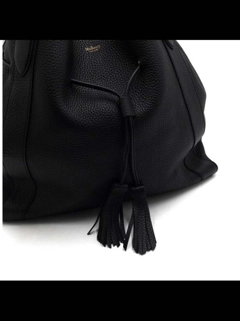 Mulberry Black Pebbled Leather Tassel Hobo Shoulder Bag - Picture 7 of 11